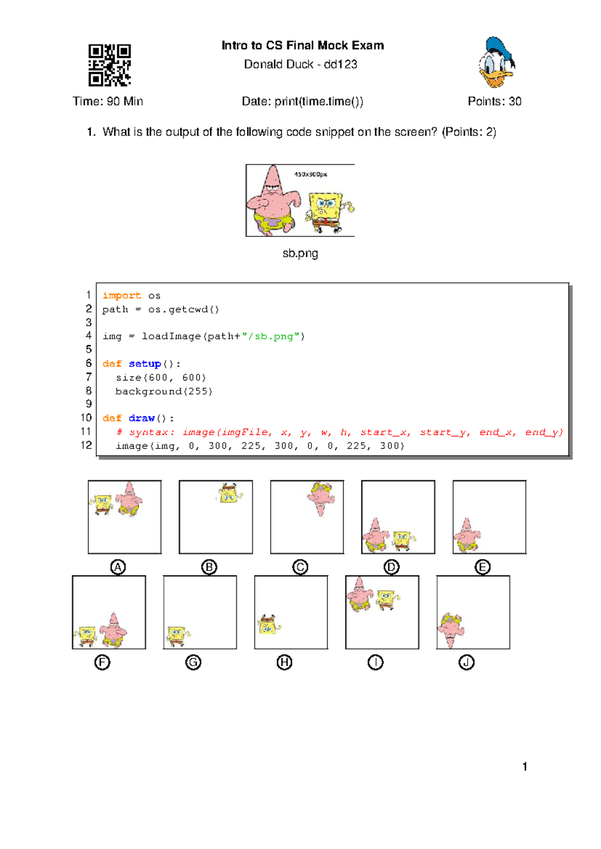 Intro to CS DD123 Final Mock Exam - Practice Questions - Studocu