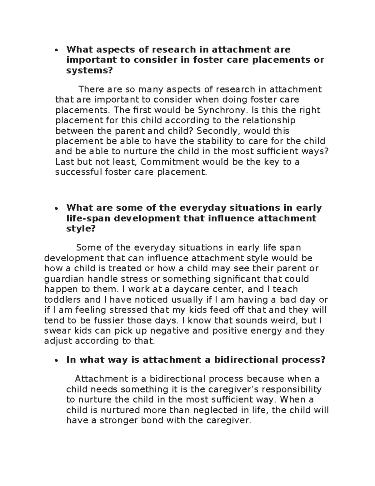 PSY 211 Module 3 Discussion Post: Attachment in Foster Care ...