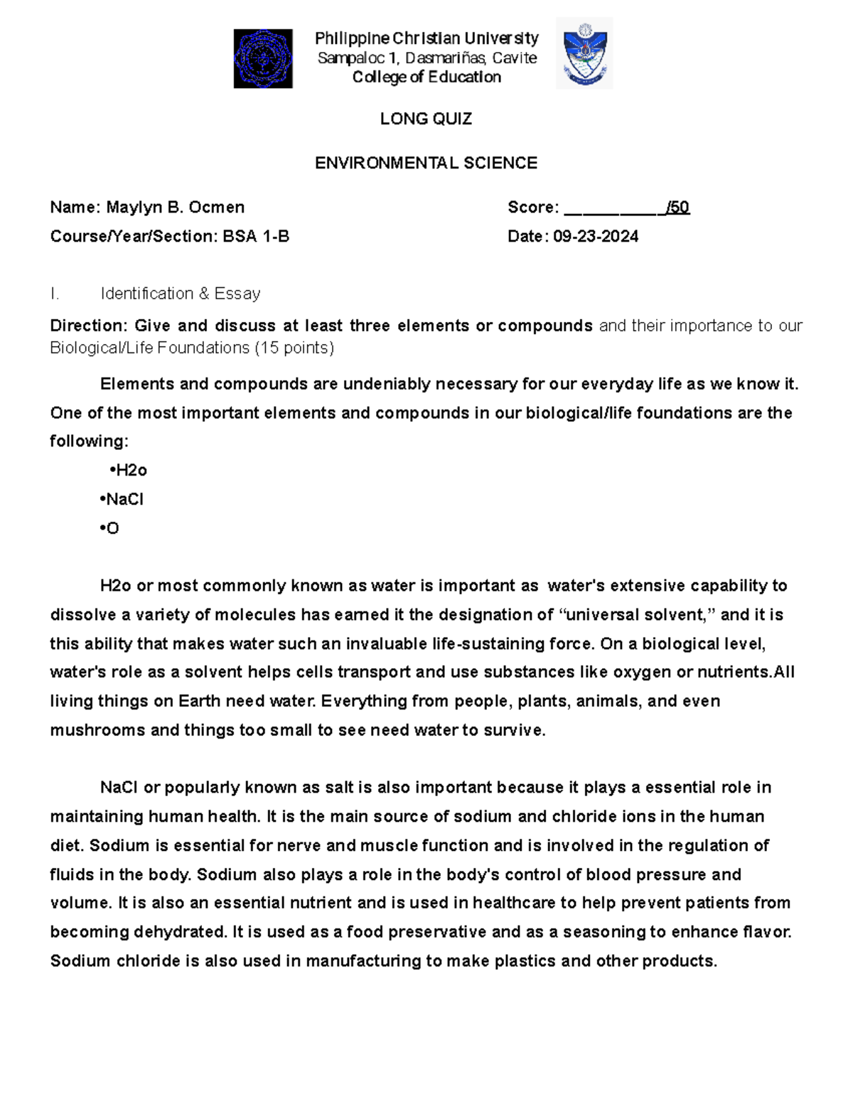 Final Quiz 1 - Environmental Science Chapter 8 Answer Key - Studocu