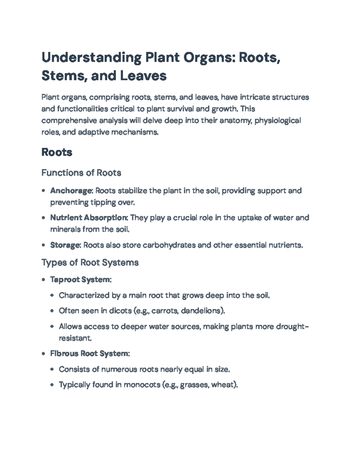 Understanding Plant Organs: Anatomy & Functions of Roots, Stems, Leaves ...