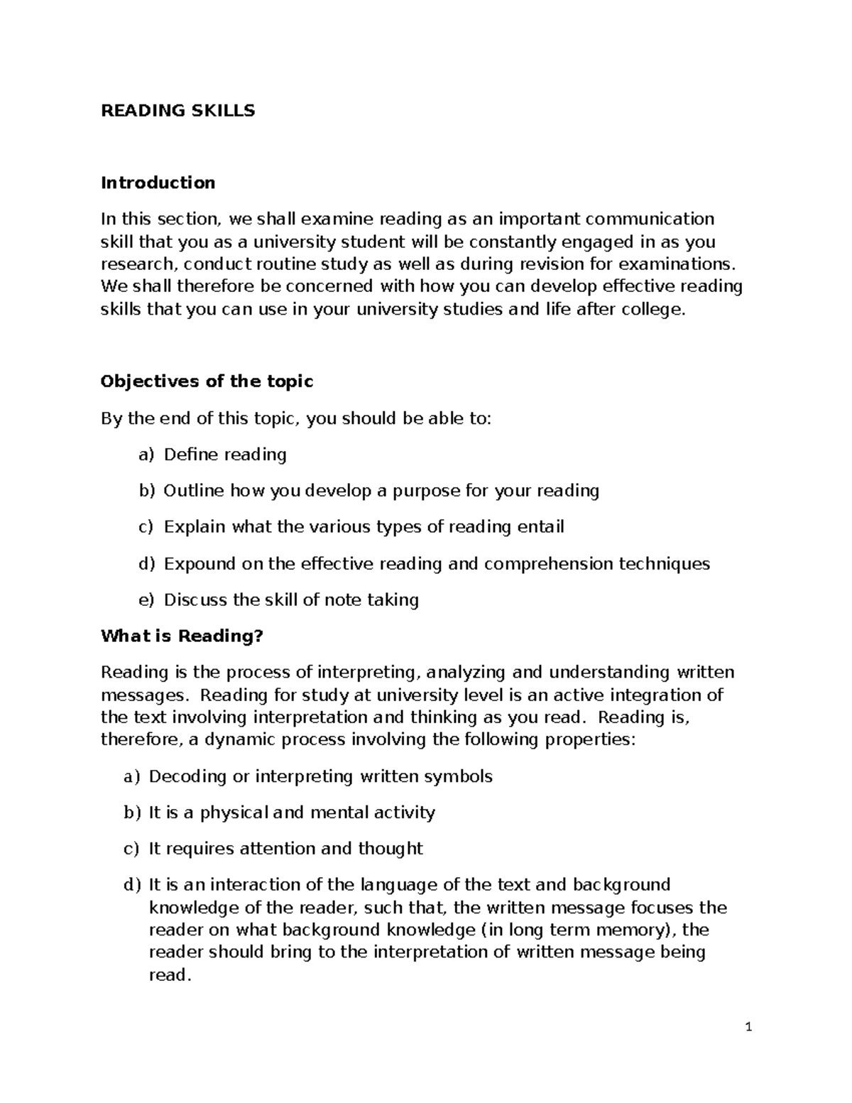 Reading Skills Development - HBB - Studocu
