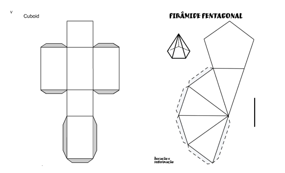 Moldes cuerpos geométricos - estadistica - V Cuboid PIRÂMIDE PENTAGONAL ...