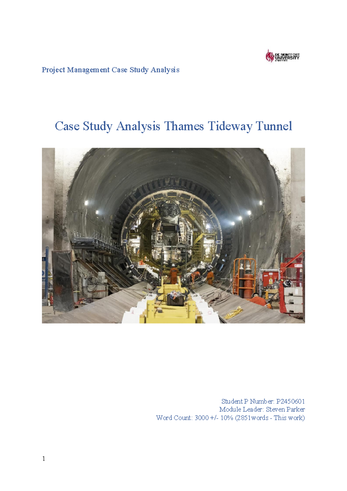 Project Management Case Study: Thames Tideway Tunnel Analysis - Studocu