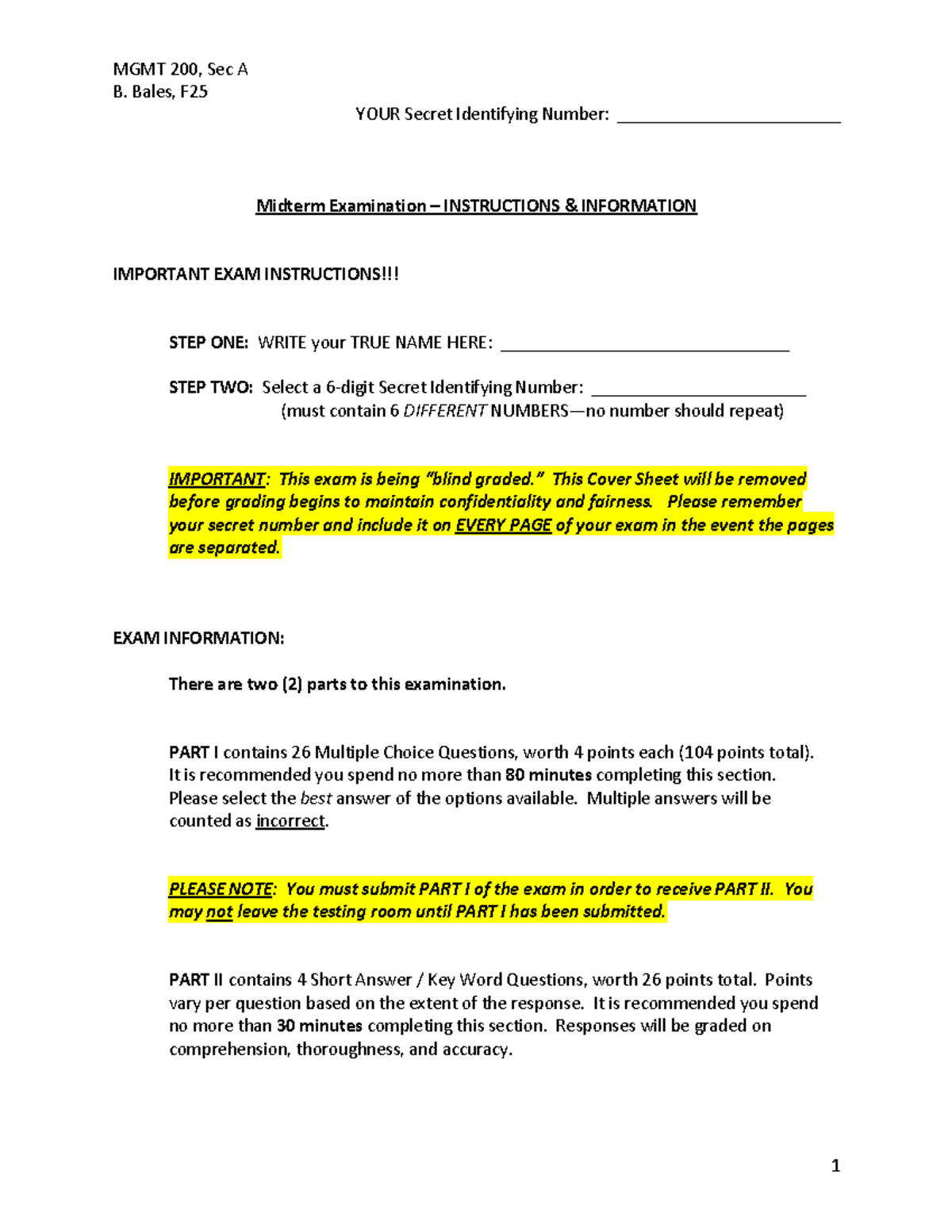 MGMT 200 Midterm Exam Instructions & Study Guide F25 - Studocu