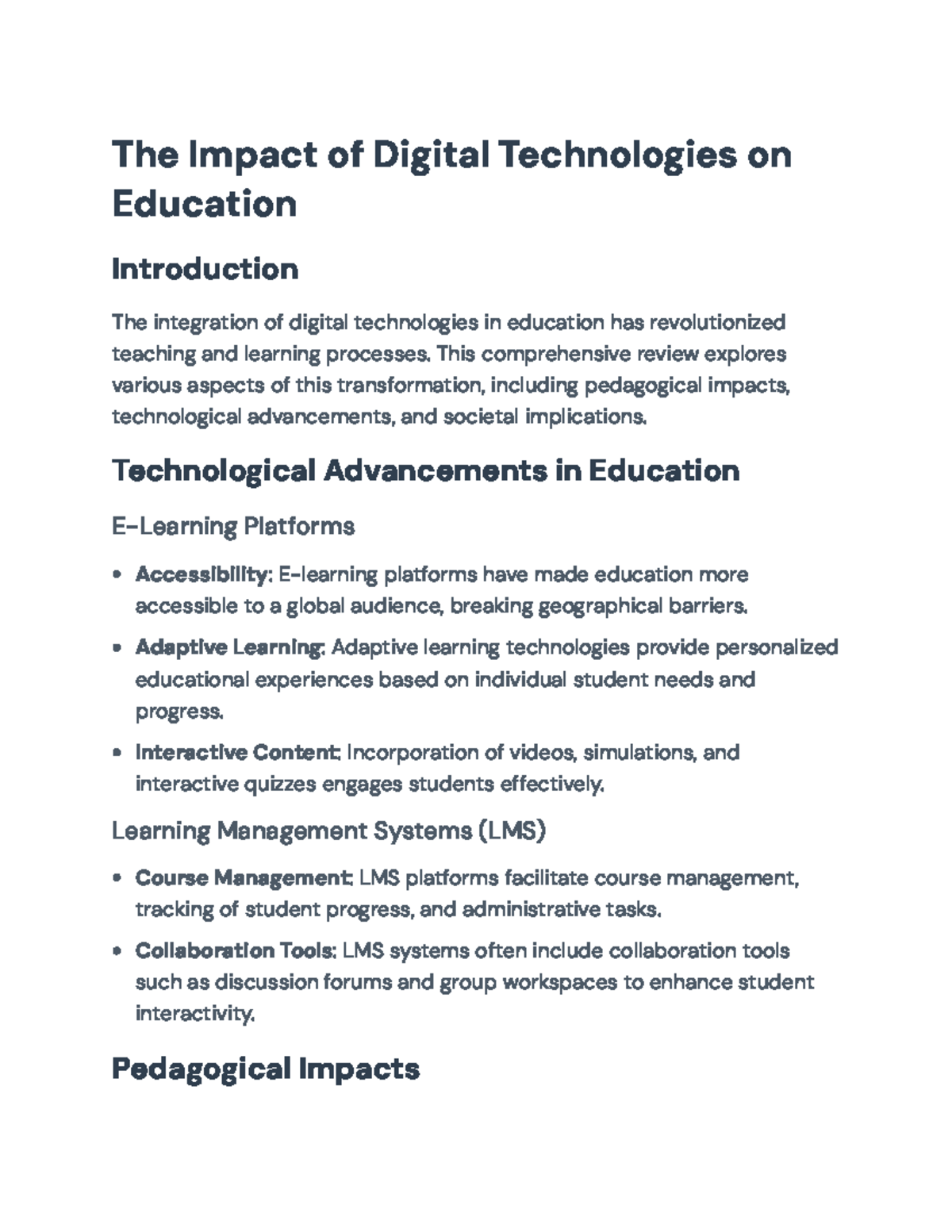 The Impact of Digital Technologies on Education: A Comprehensive Review ...