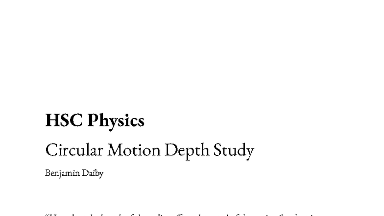 HSC Physics Circular Motion Depth Study: Impact of Radius on Projectile ...