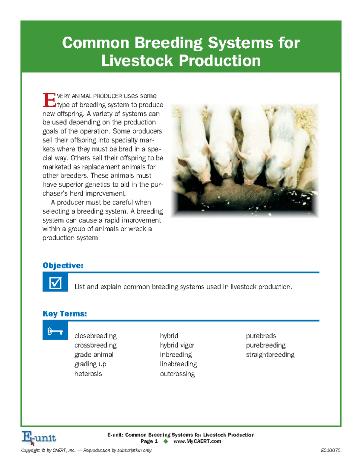Common Breeding Systems for Livestock Production - Studocu