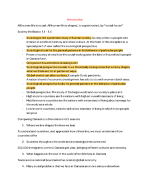 Soci Notes - lectures 1-5 - Sociology lecture 1 (sept 12 2024) “Ways of ...