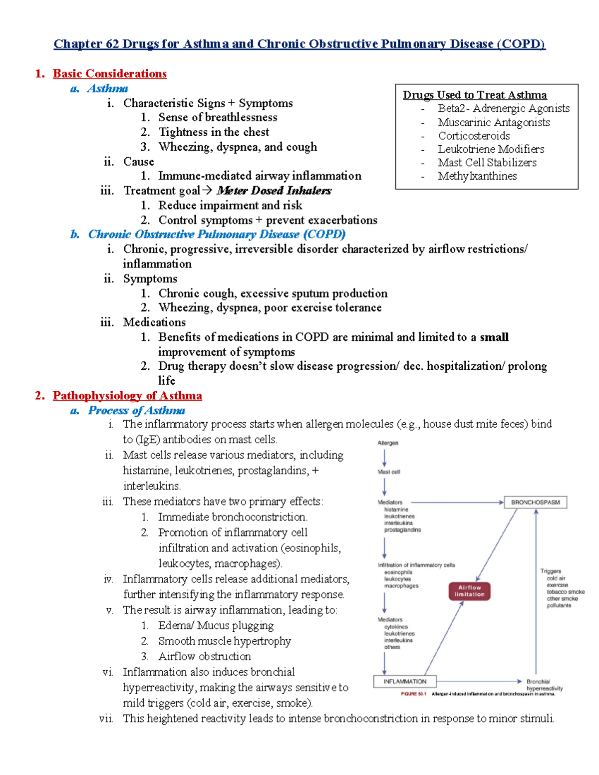 Chapter 62: Drugs for Asthma & COPD Management - Studocu