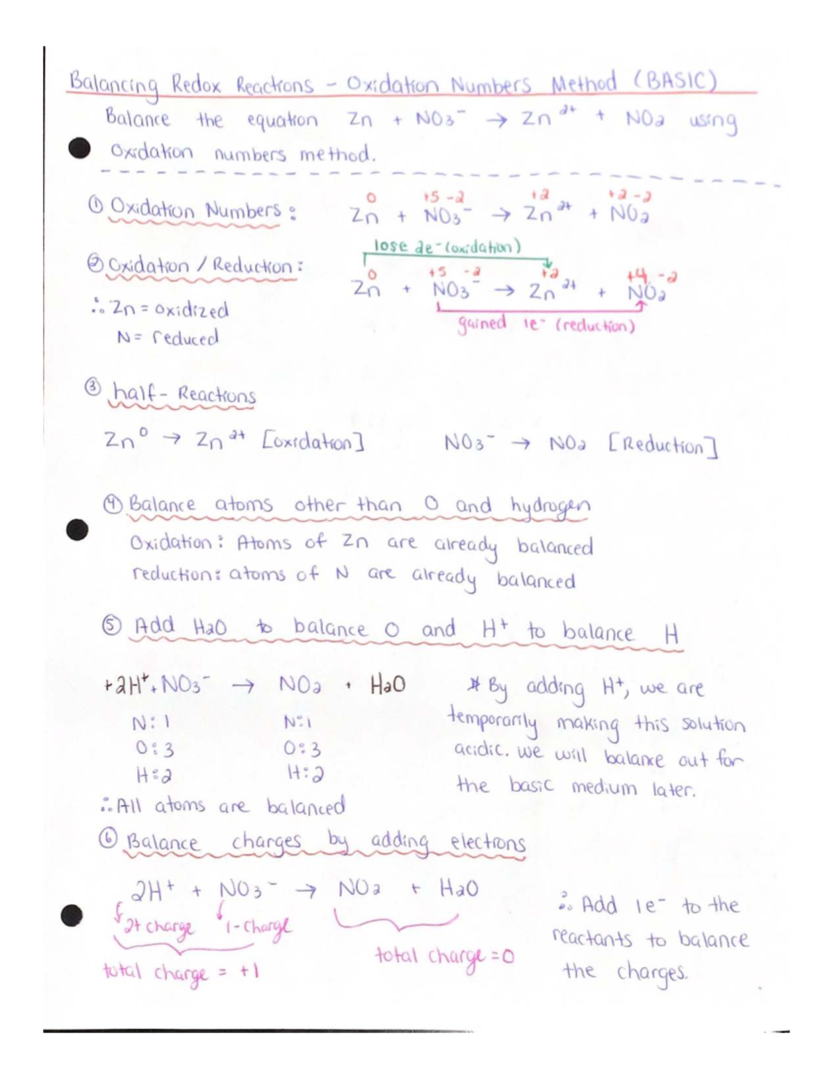 Balancing Basic Redox Reactions Using Oxidation Numbers (BASIC) - Studocu