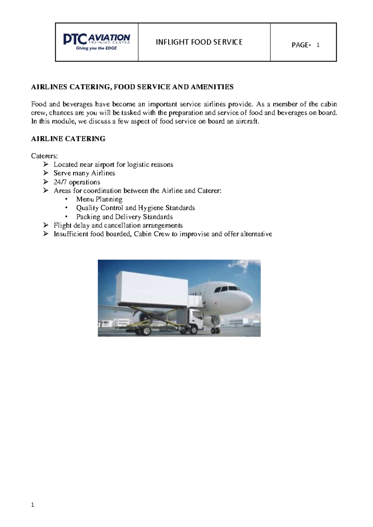 Day 7: Inflight Food Service Essentials Handout - Studocu