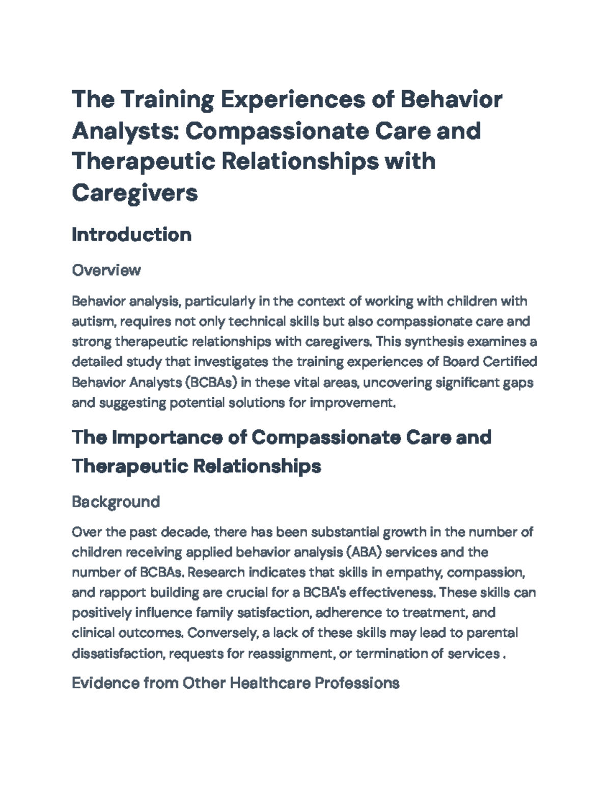 Training Behavior Analysts: Compassionate Care Skills Gaps & Solutions ...