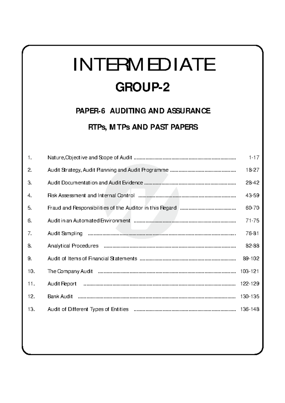 Intermediate Paper-6: RTPs, MTPs & Past Papers in Auditing - Studocu