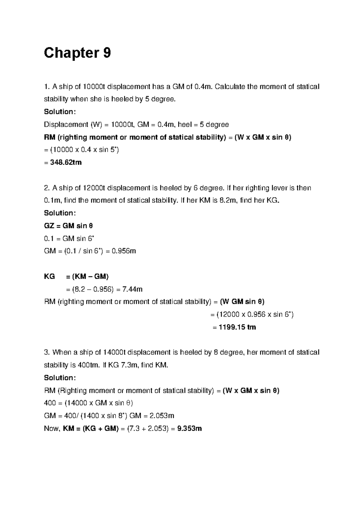 Chapter 9 Exercise Answers: Statical Stability Calculations 102416 ...