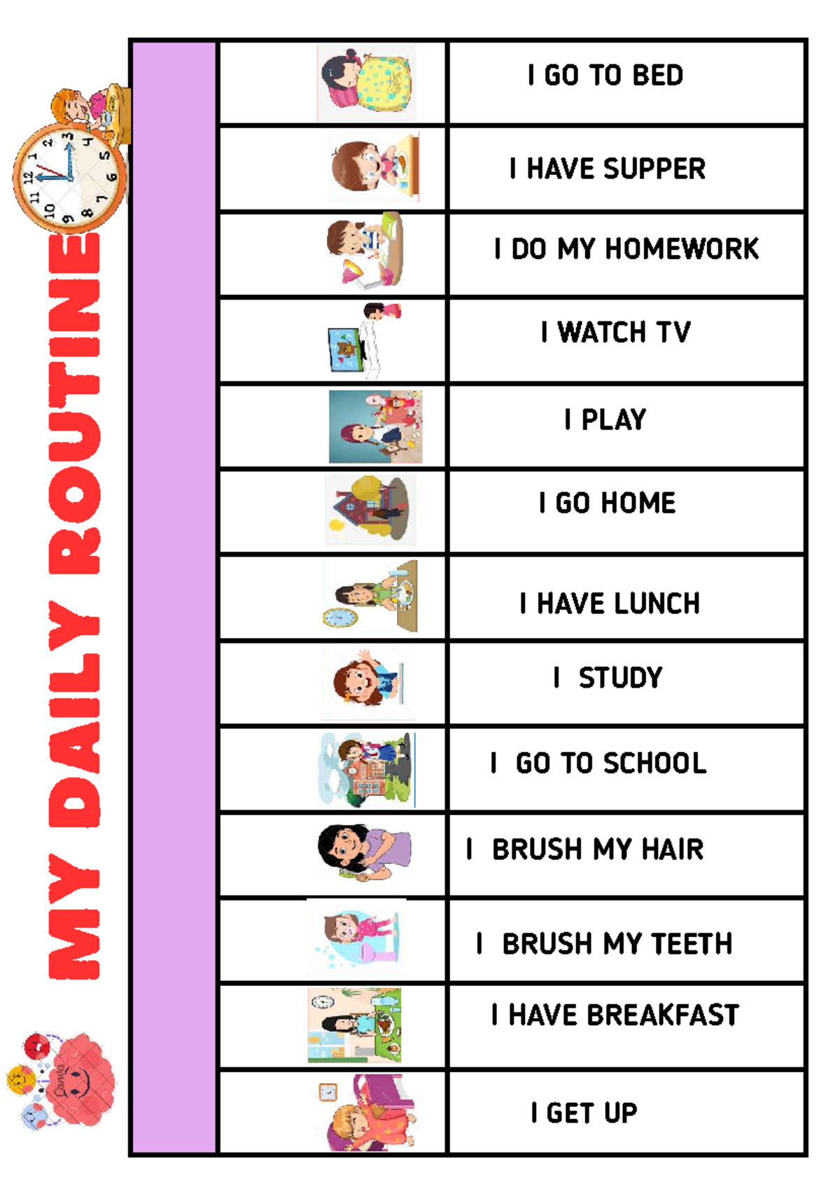 Routine Daily Mujer - English - MY DAILY ROUTINE I GET UP I BRUSH MY ...