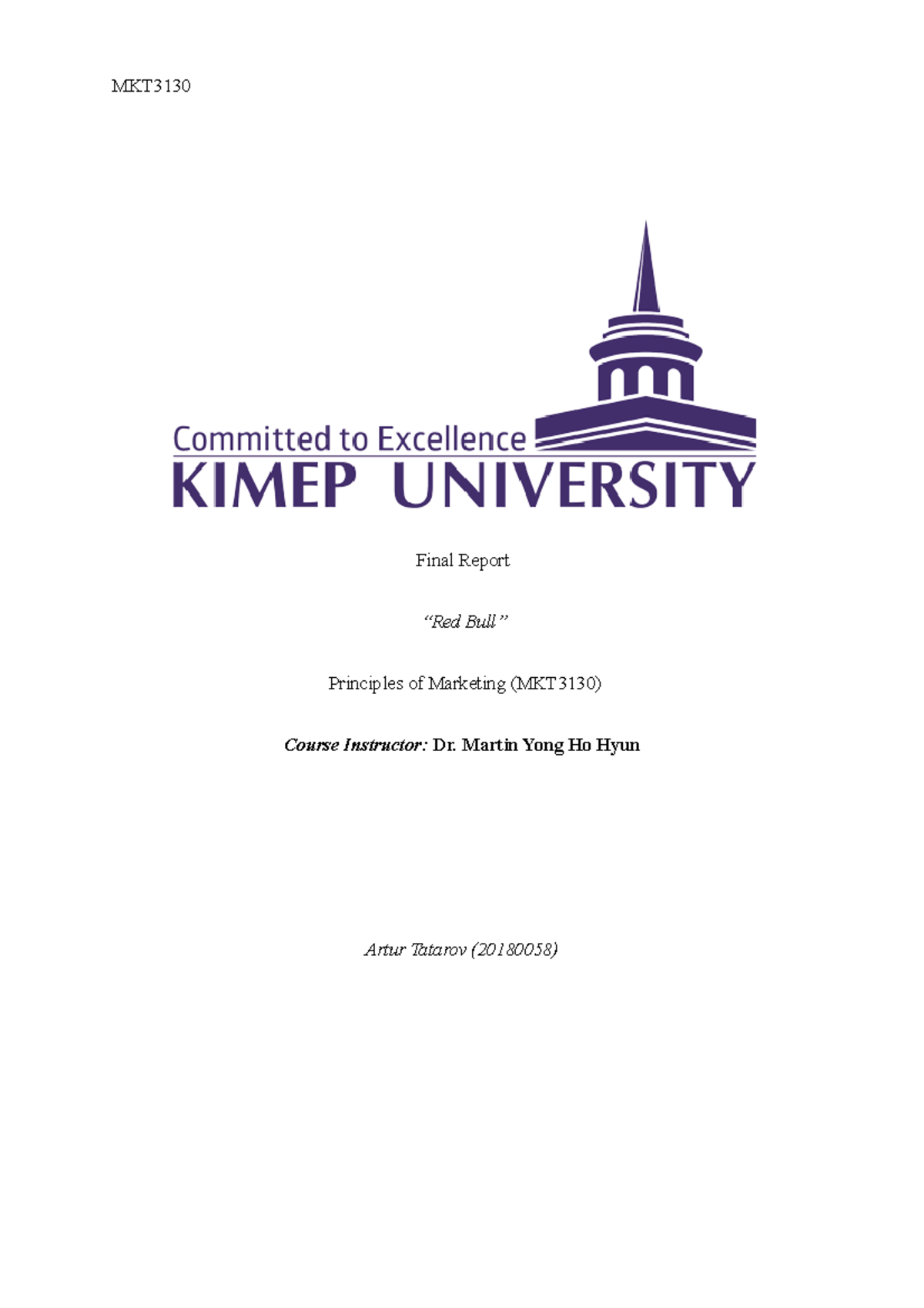 MKT3130 Final Marketing Plan Report for Red Bull Energy Drink - Studocu