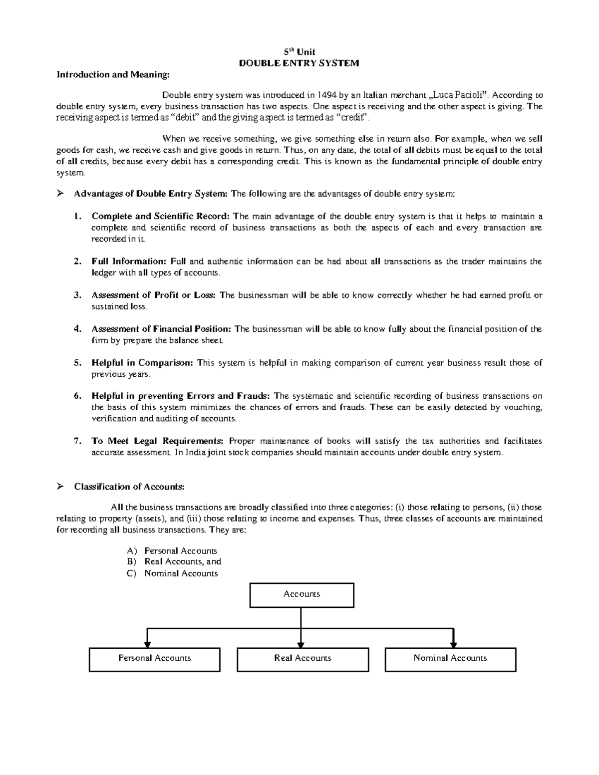 Mefa Unit-5: Comprehensive Notes on Double Entry System and Financial ...