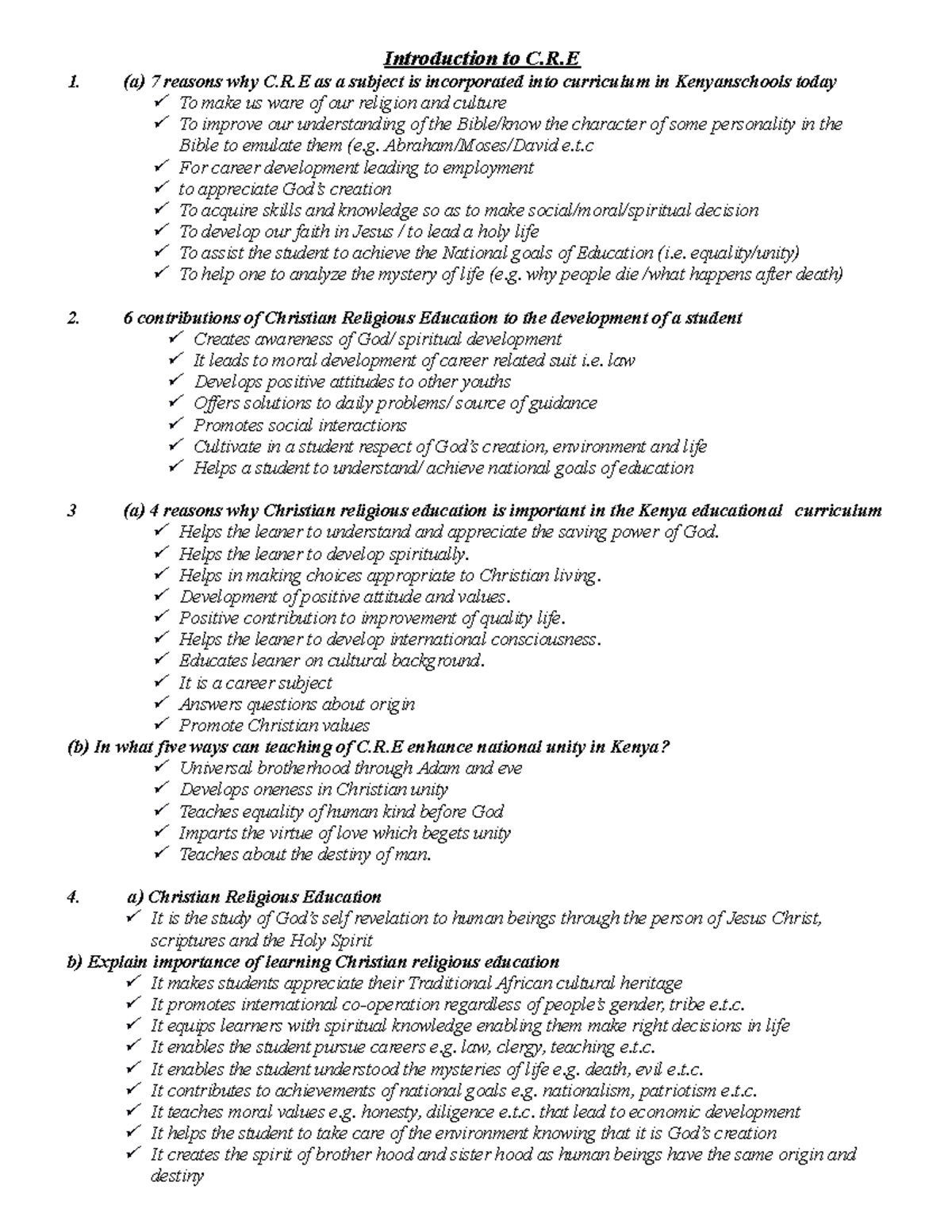 Introduction to C.R.E: Significance and Benefits in Kenyan Education ...