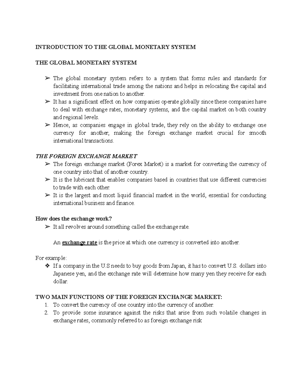 Foreign Exchange Market Insights and Factsheets - IBT - Studocu
