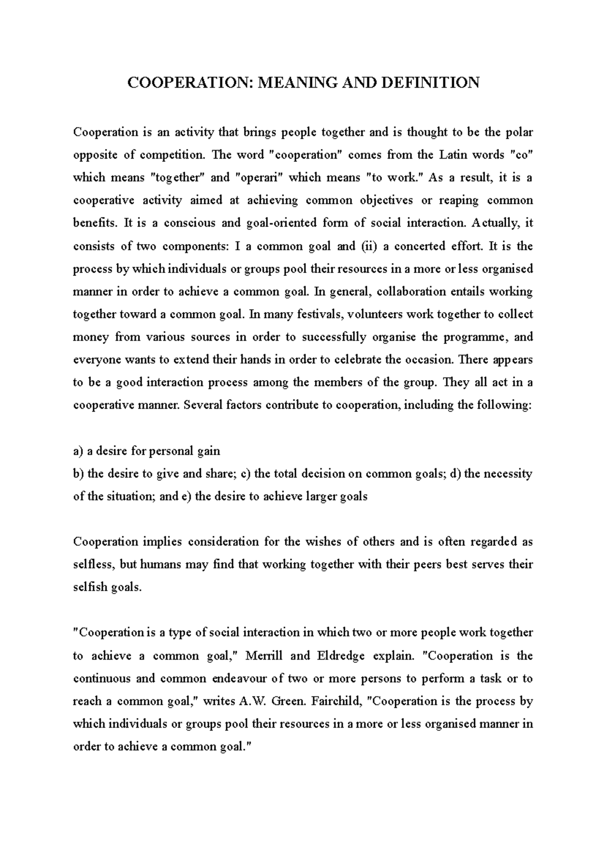 Cooperation: Essential Meaning, Characteristics, and Types Explained ...