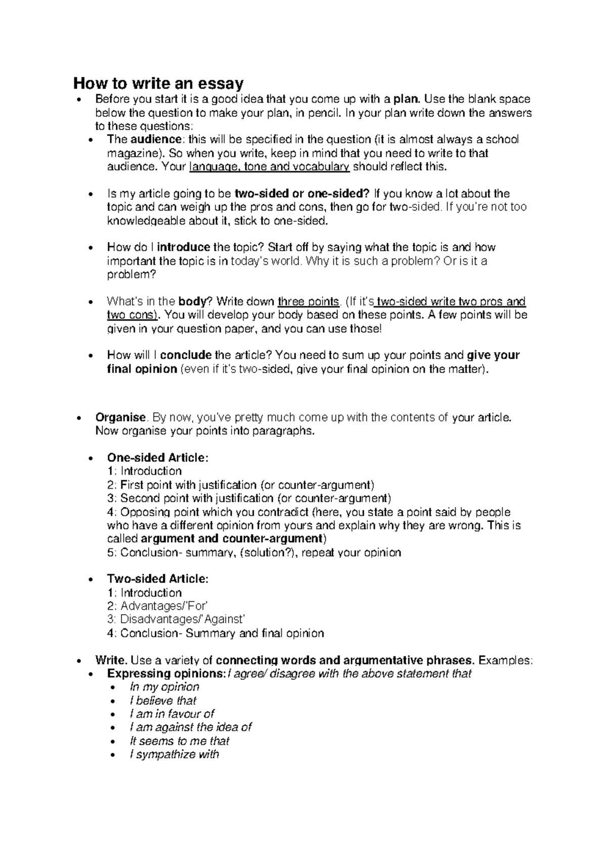 Essay Writing Guide: Structuring Your Arguments and Conclusion - Studocu