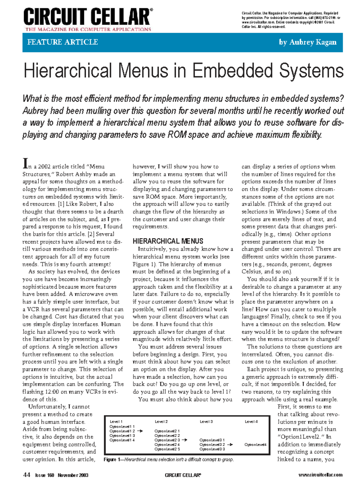 Hierarchical Menu Structures for Embedded Systems Design - CIS 101 ...