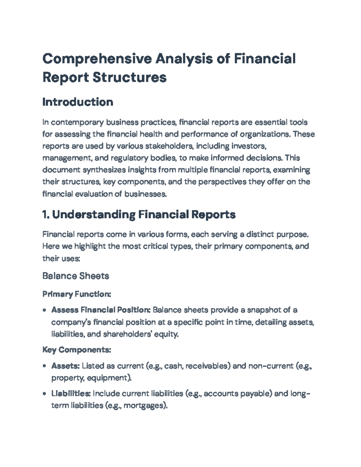 Financial Report Structure Analysis: Key Components & Insights - Studocu