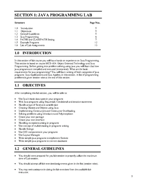 BCSL-043 2021-22 - ASIIGNMENTS ARE HIGH - Java Programming Lab - Studocu
