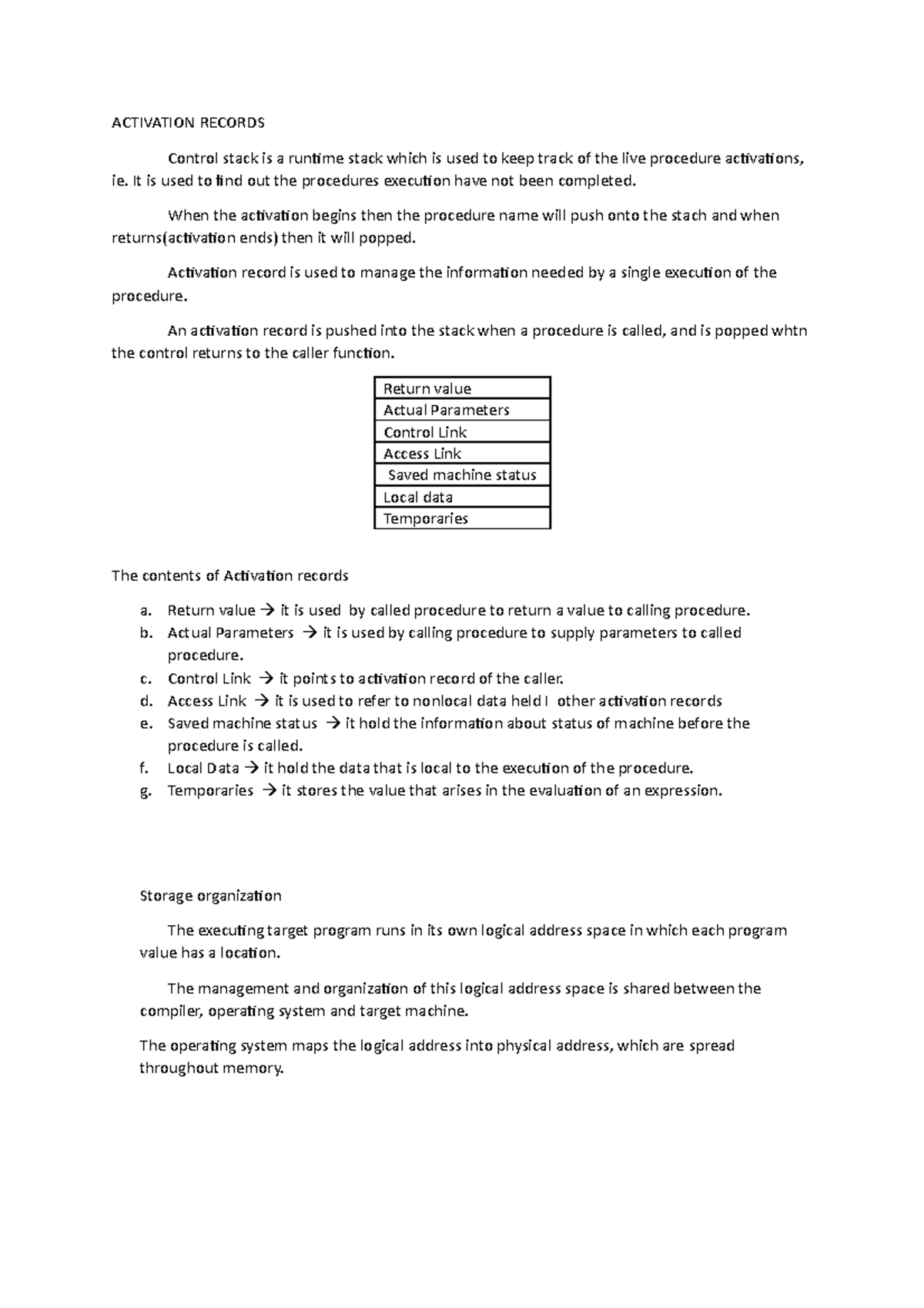 Activation Records in Compiler Design: Understanding Runtime Stack ...