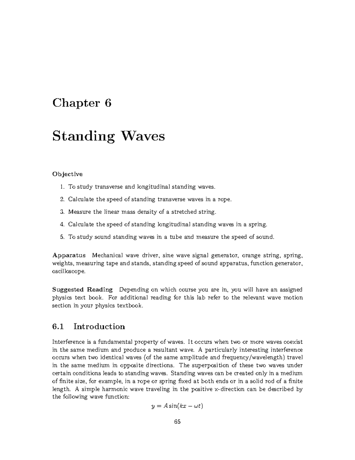 PHYS1st Year Labs Manual SU26: Chapter 6 - Standing Waves Study - Studocu