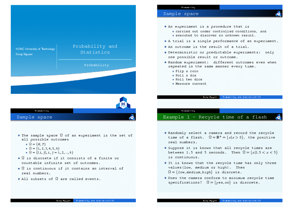 Probability Sample Space and Events - Probability and Statistics HCMC ...