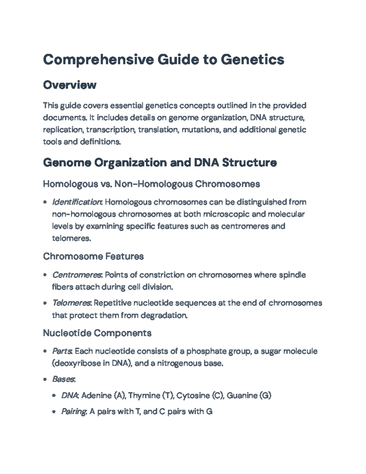 Comprehensive Genetics Guide: Key Concepts and Processes ...
