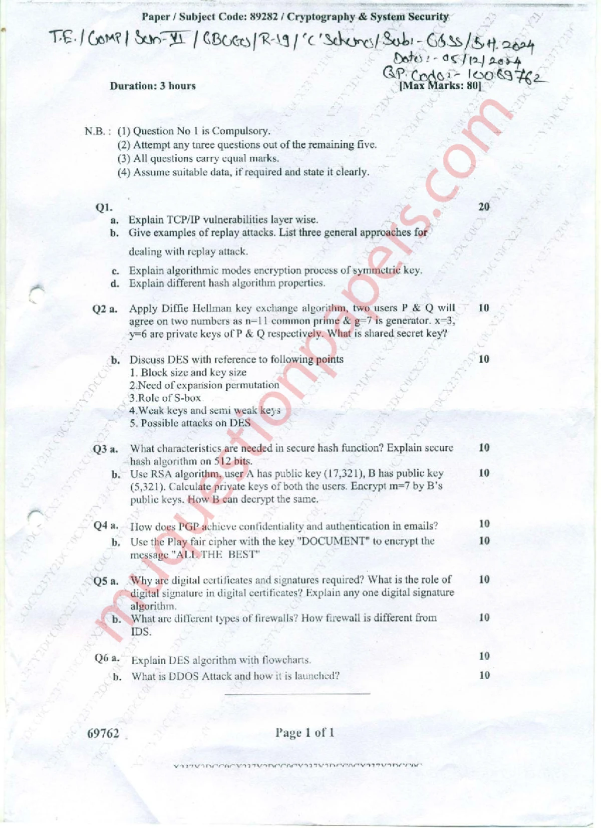 Cryptography system security notes for BE computer engineering semester ...
