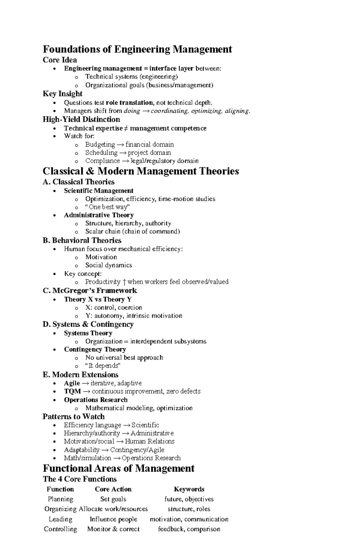 Midterm Exam Review: Foundations of Engineering Management - Studocu