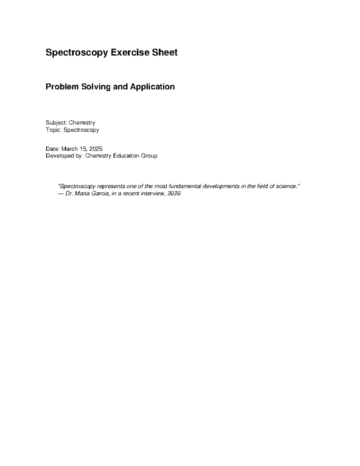 Chemistry 101: Spectroscopy Problem Solving & Applications Guide - Studocu