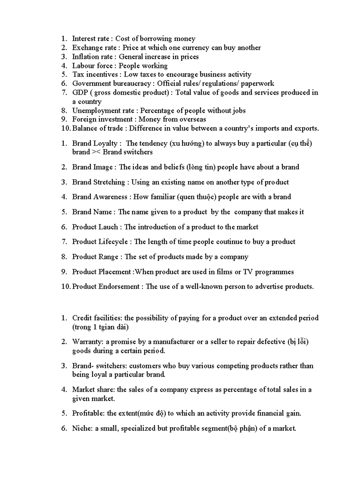 English Business Concepts: Key Terms and Definitions - Studocu