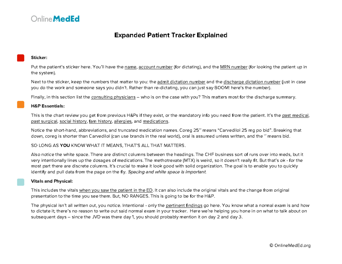 Patient Tracker Explained - Expanded Patient Tracker Explained Sticker ...