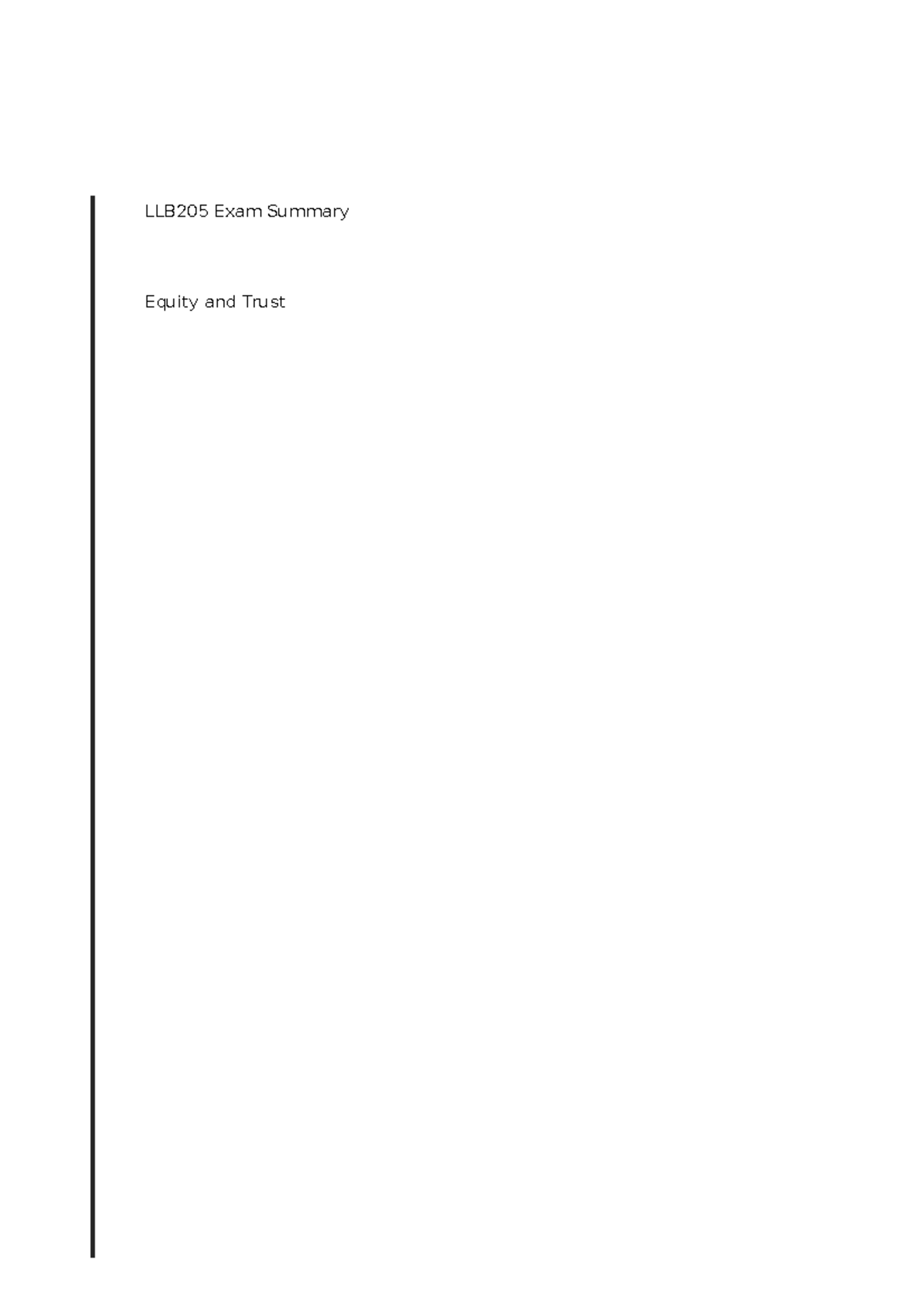 LLB205 Exam Summary: Key Notes on Equity and Trust Law - Studocu