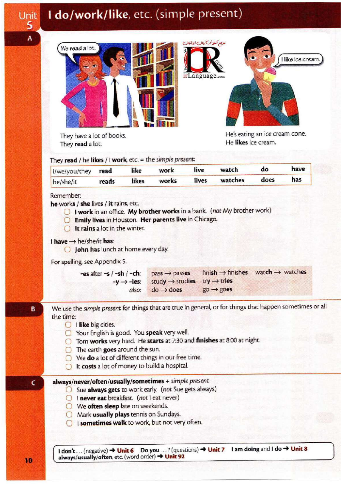 2 Present Tense Review DO - Unit I etc. (simple present) 5 A ...