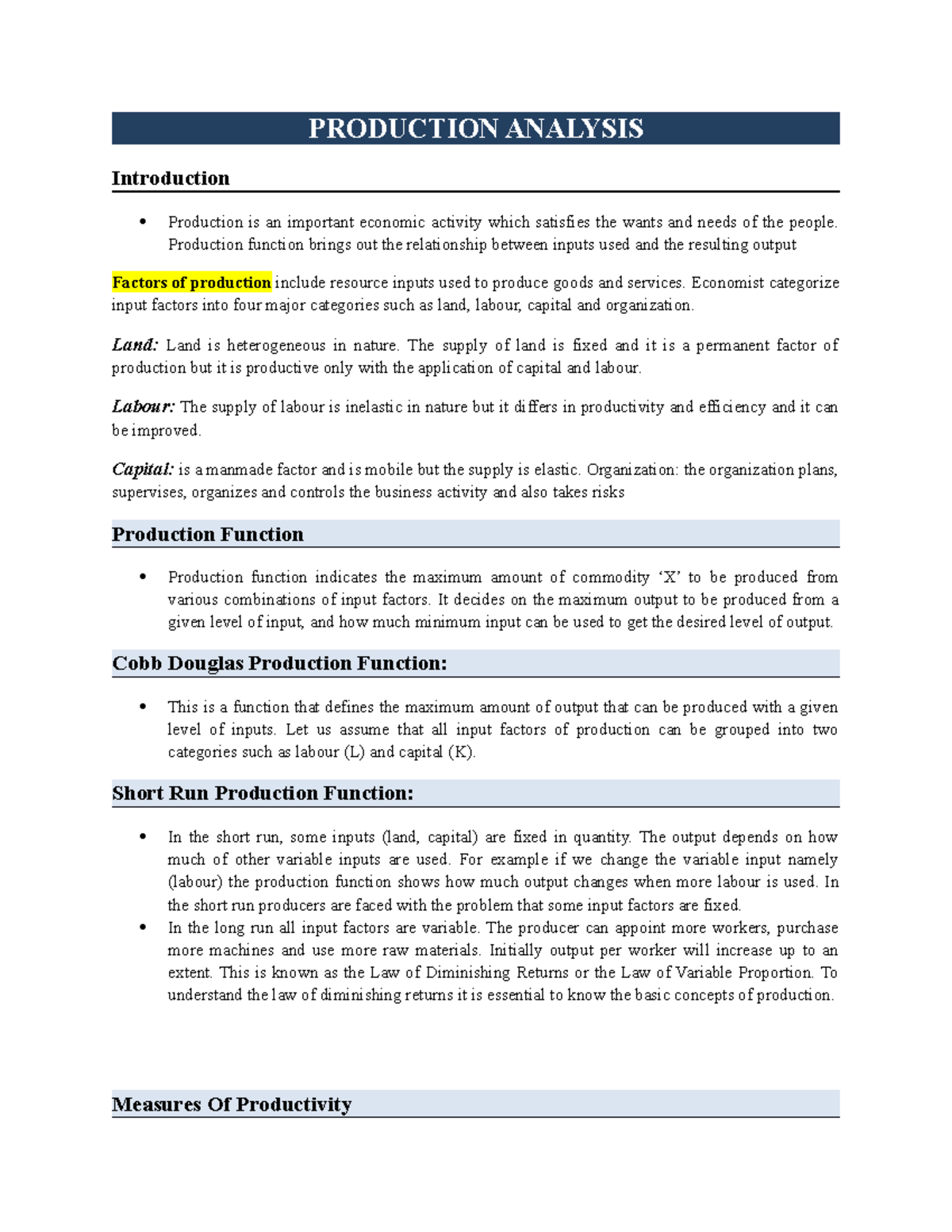 Production Analysis in Economics: Understanding Factors & Functions ...