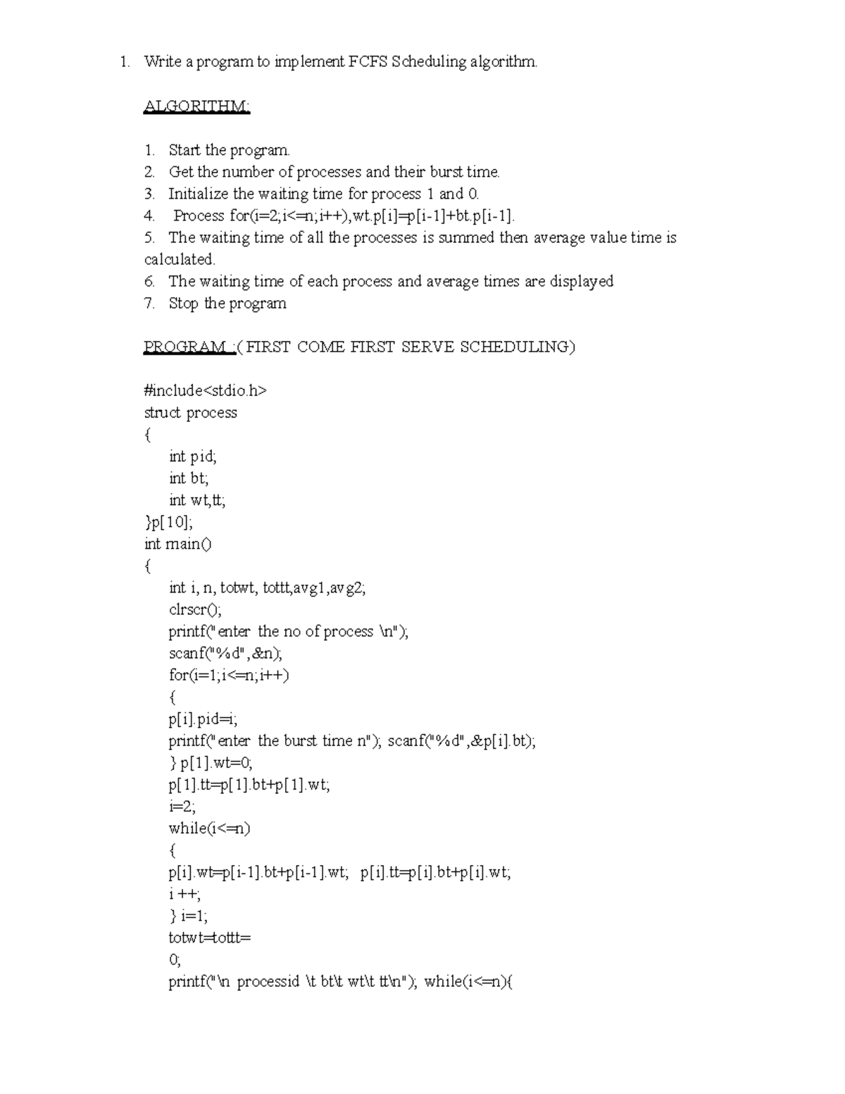 OS LAB - Sheet 1: Scheduling Algorithms & Memory Management Techniques ...