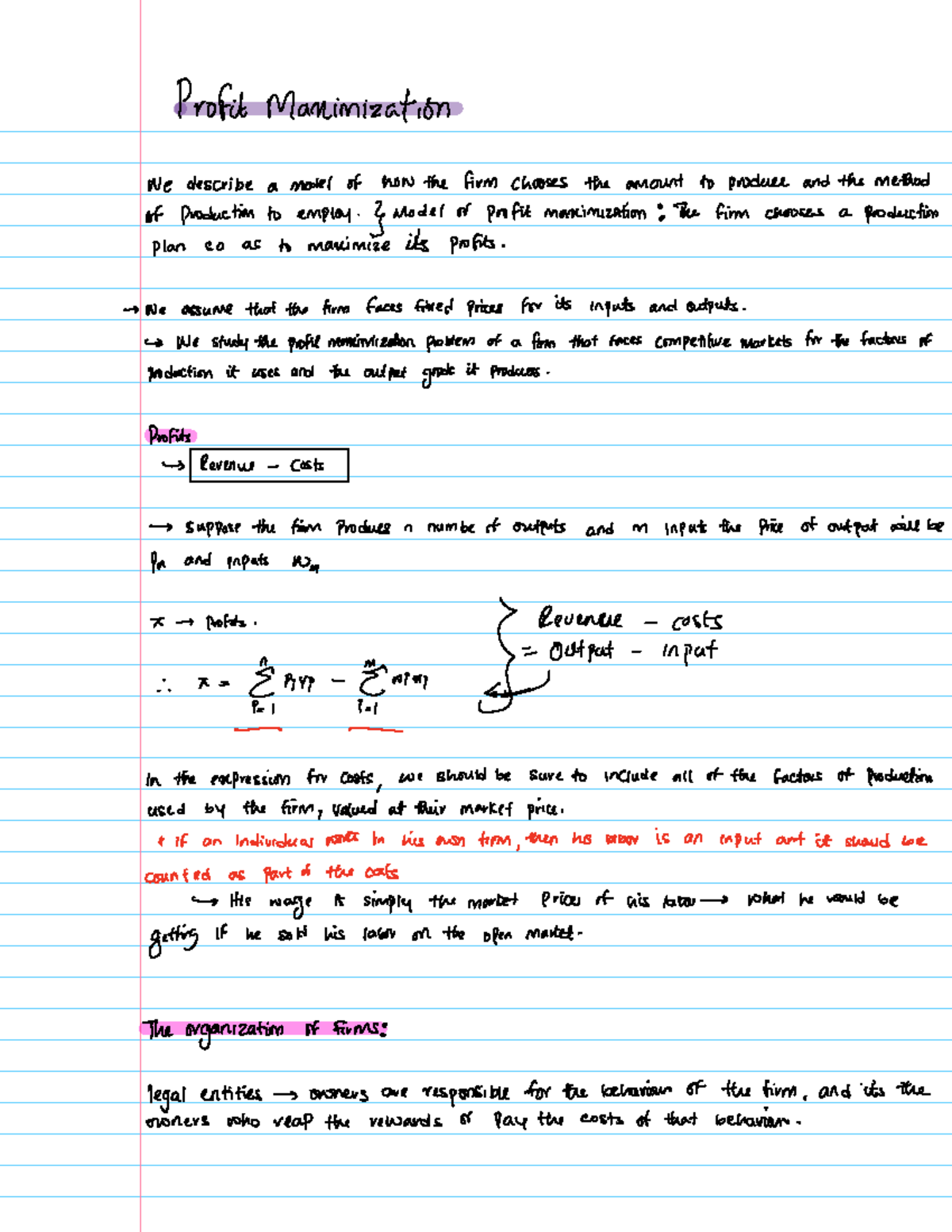 Profit Maximization and Cost Minimization Notes (ECO 101) - Studocu