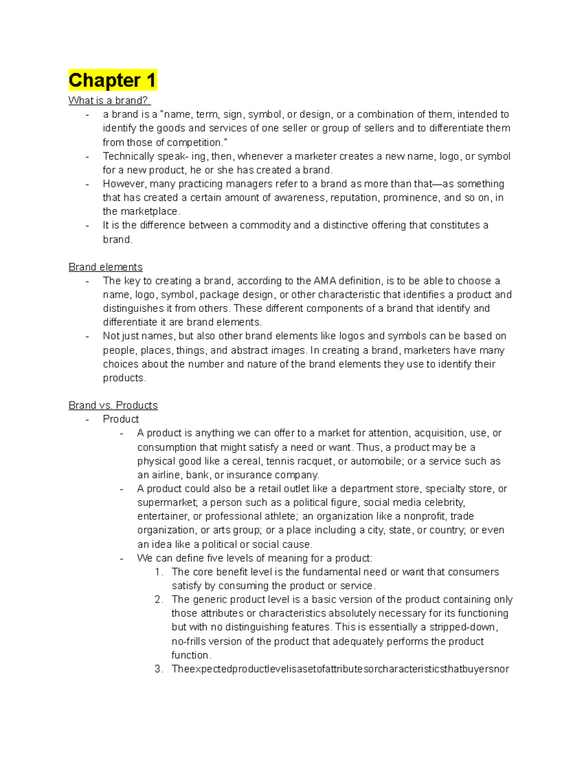MKT 510 - Weekly Chapter Reading Notes on Branding Concepts - Studocu