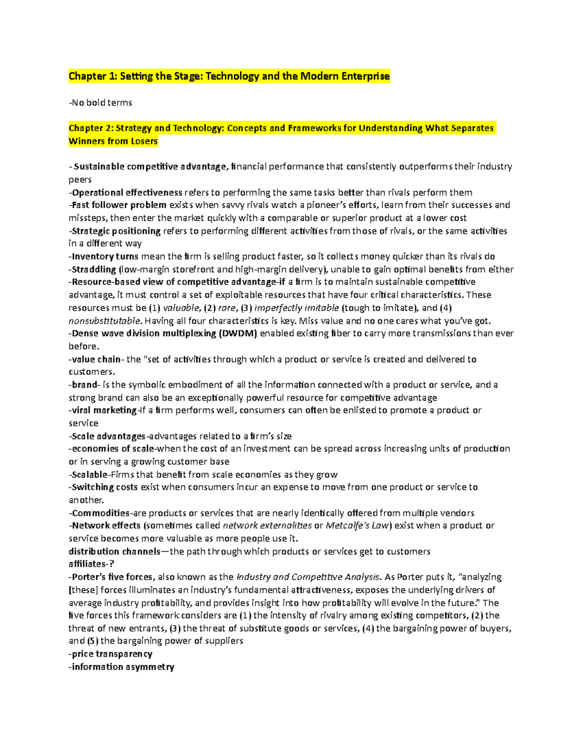 Midterm Study Guide - Lecture notes 1-4 - Chapter 1: Setting the Stage ...