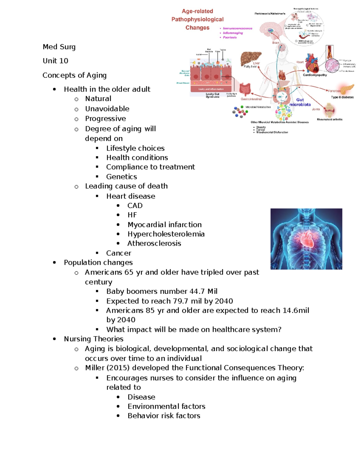 Unit 10 Med Surg Lecture Notes: Concepts of Aging in Older Adults - Studocu