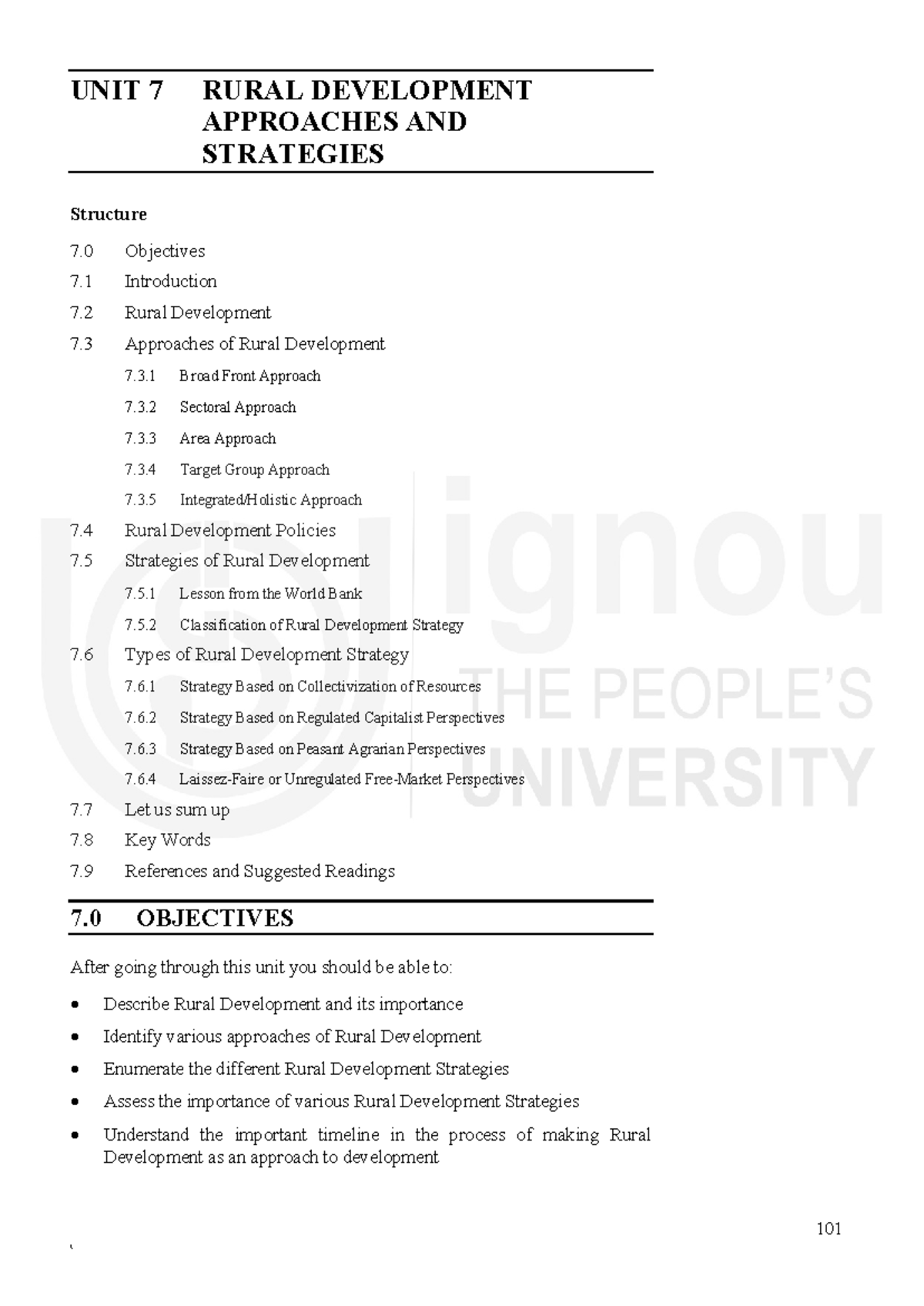 UNIT 7: RURAL DEVELOPMENT APPROACHES & STRATEGIES - A COMPREHENSIVE ...