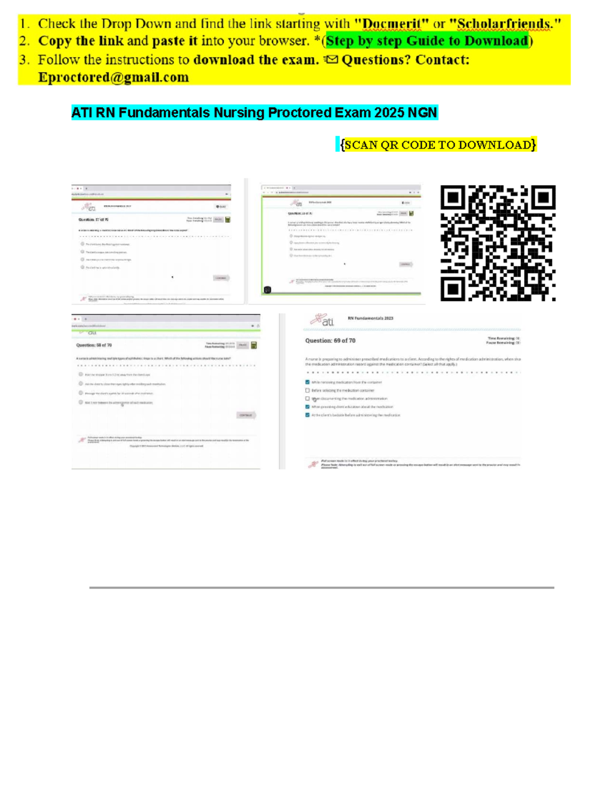 2025 ATI RN Fundamentals Nursing Proctored Exam: 70 Qs & Verified ...