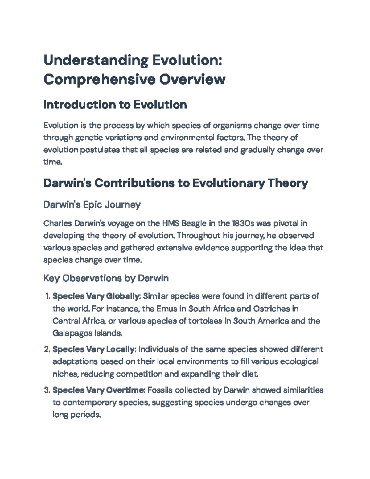 Understanding Evolution: Key Concepts and Mechanisms (BIO 101 ...