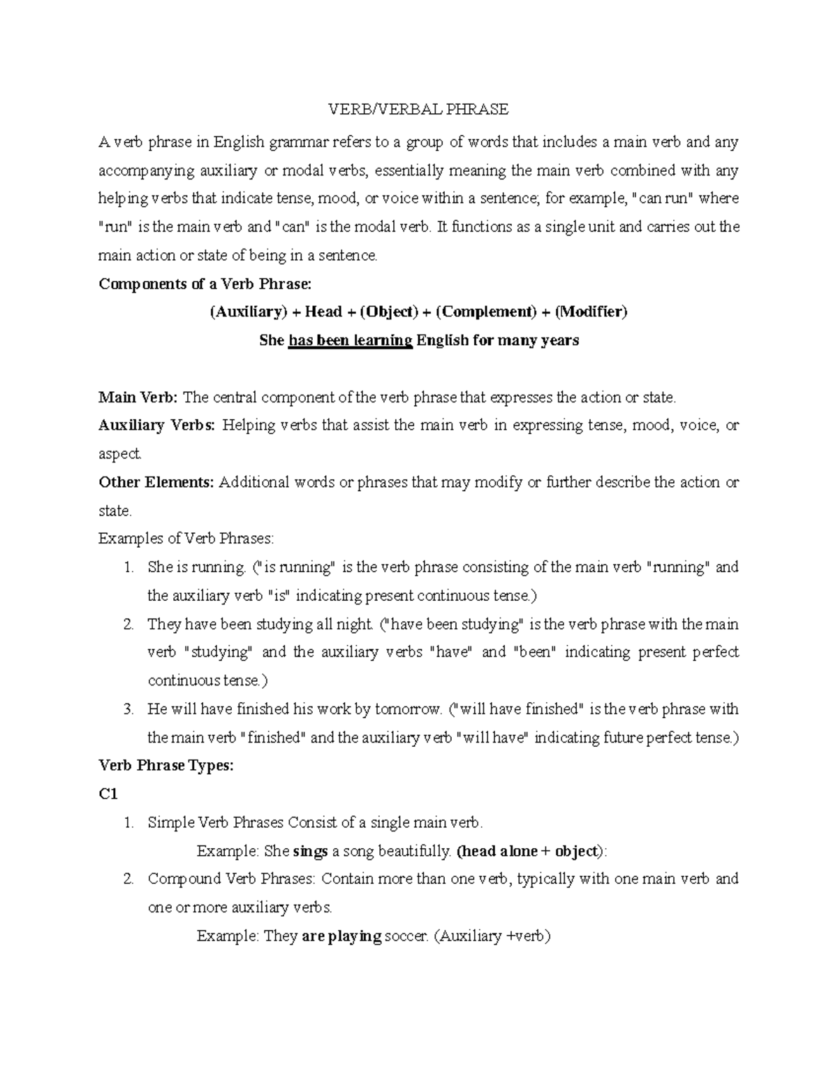 Verbal Phrase Concepts: Understanding Verb Phrases in English Grammar ...
