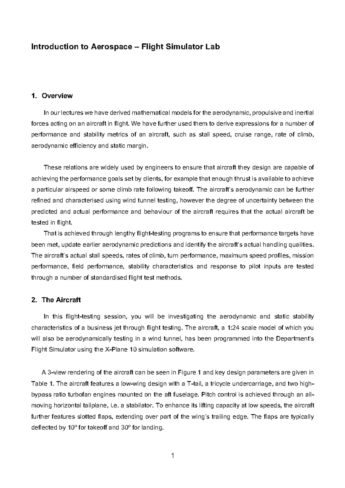 AERO 101: Flight Simulator Lab Overview and Testing Procedures - Studocu